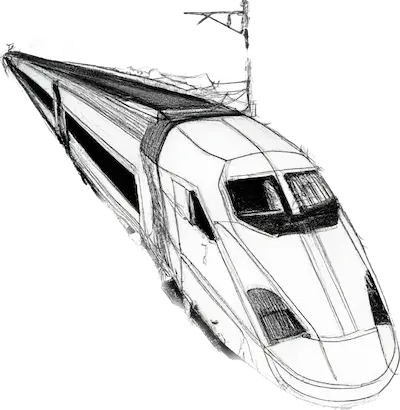 Pen drawn image of a train